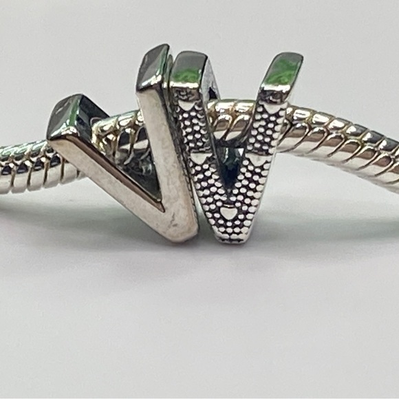 Sterling Silver Letter V Charm - Picture 1 of 8